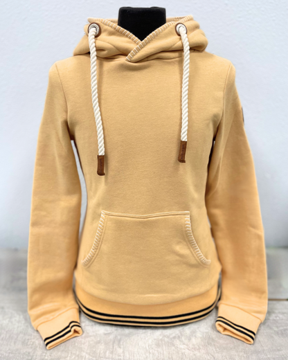 pullover hoodie with hood details on trim