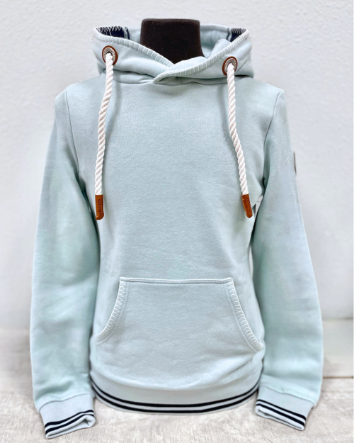 pullover hoodie with hood trim detail