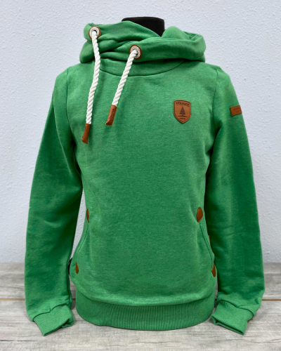 pullover hoodie with wrap neck