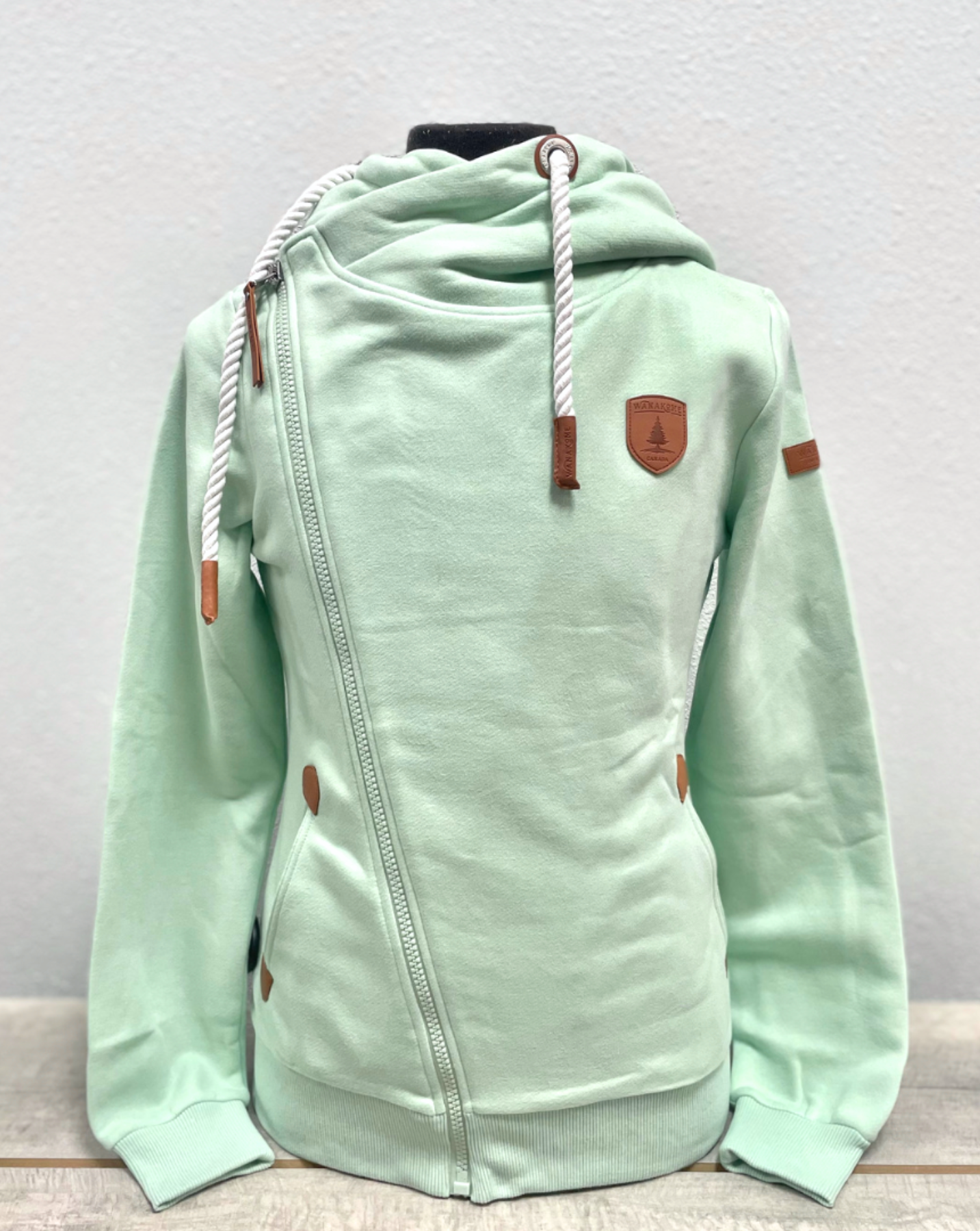 diagonal full zip hoodie