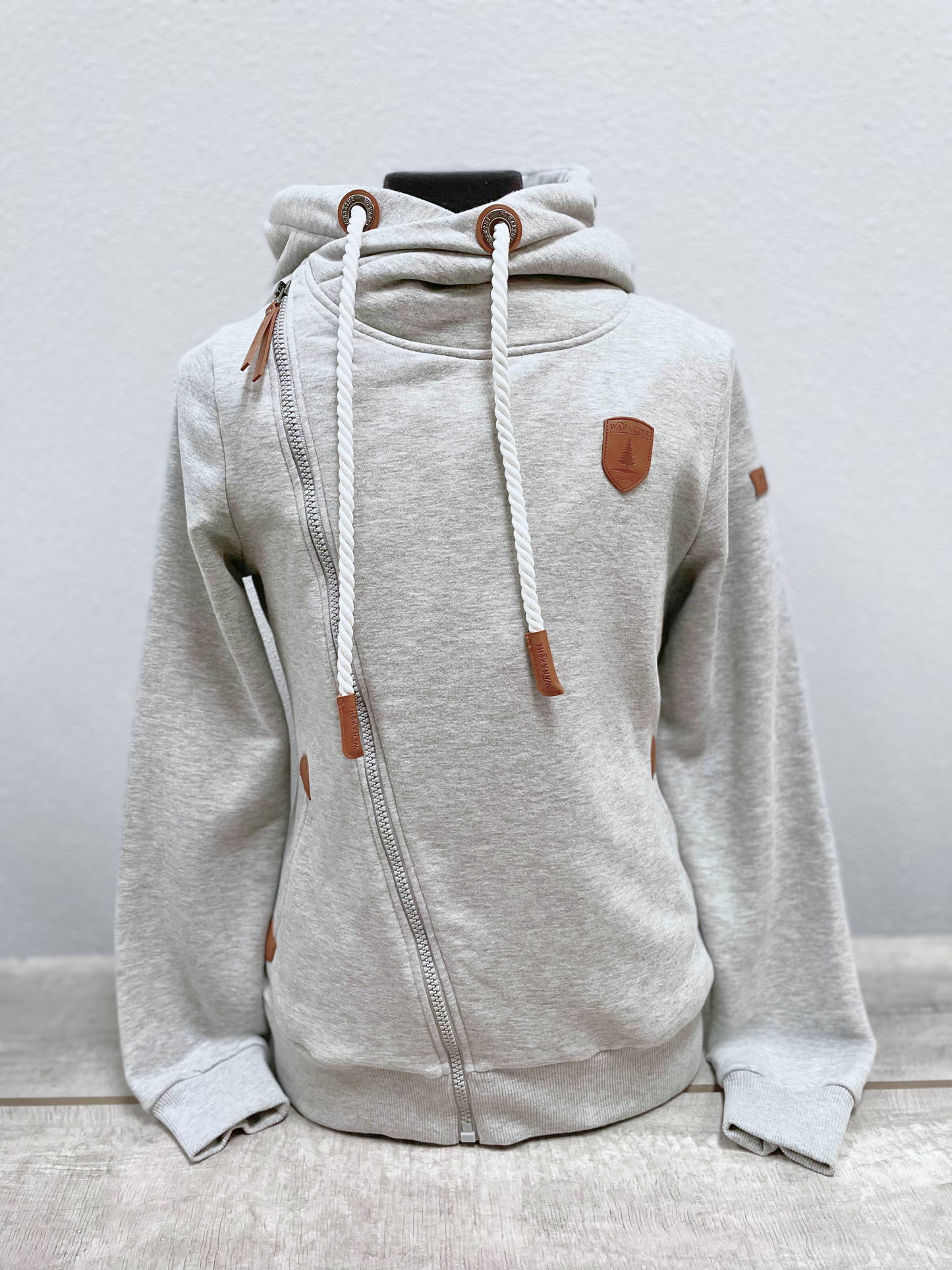 diagonal full zip hoodie