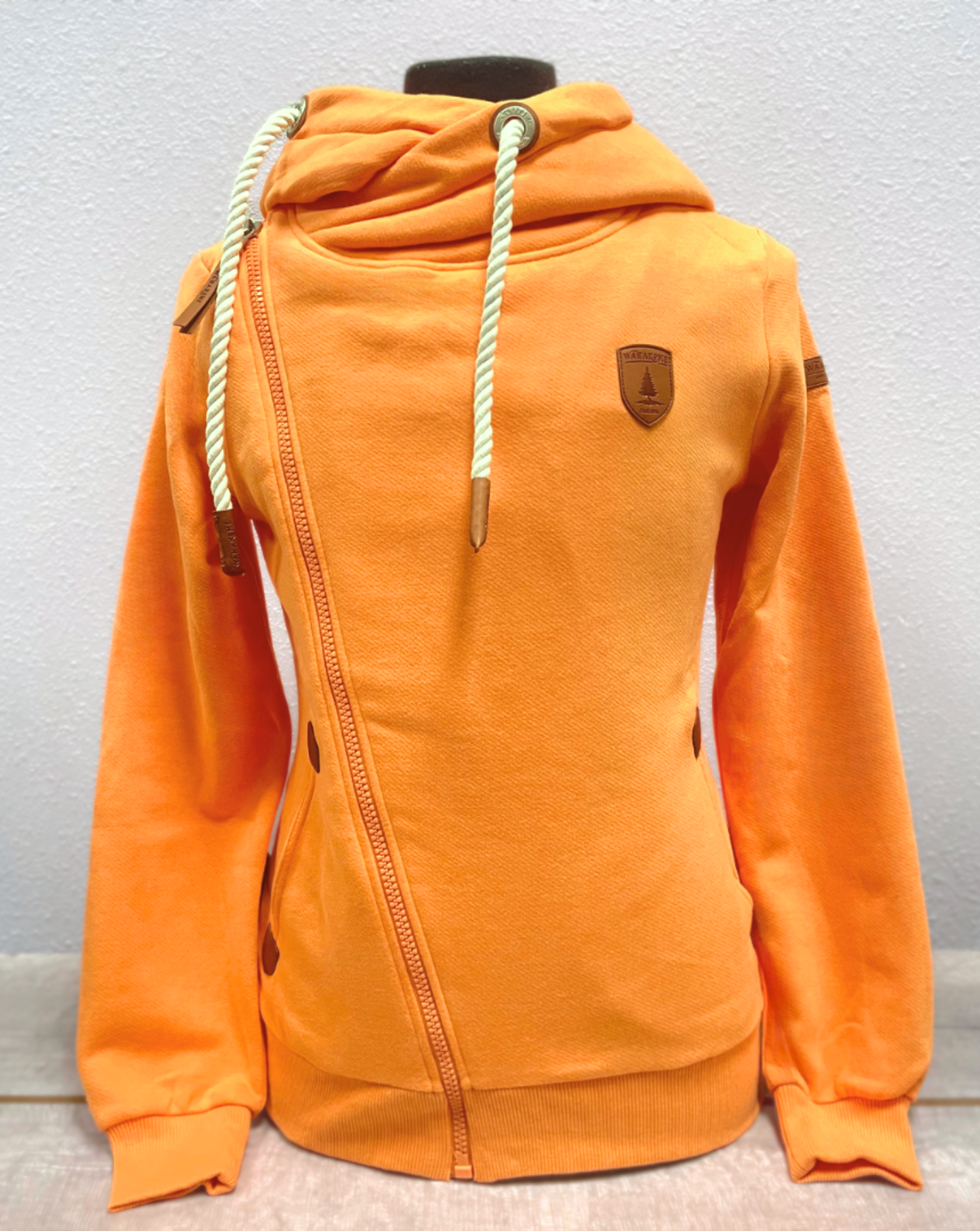 diagonal full zip hoodie