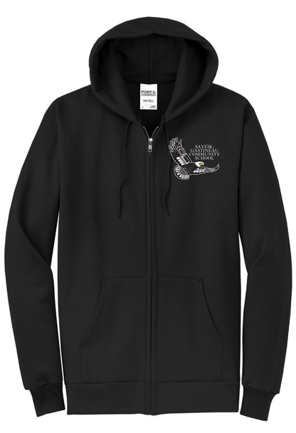 Sayeik Full Zip Hoodie with Left Chest Print