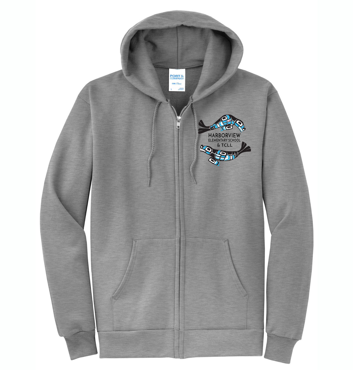 Harborview Elementary Full Zip Hoodie with Left Chest Print