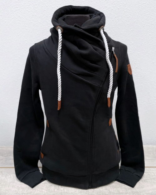 diagonal full zip sweater with no hood 