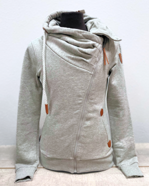 diagonal full zip sweater no hood