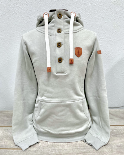 half button up hoodie solid grey