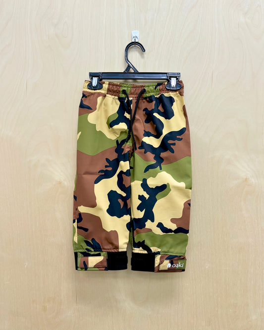 kids rain pants in camo