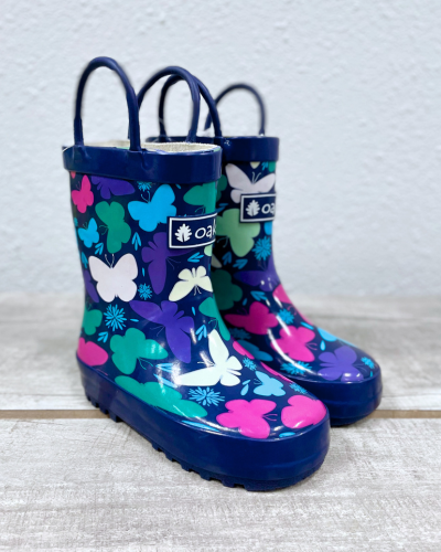 kids rubber rain boots colorful butterflies