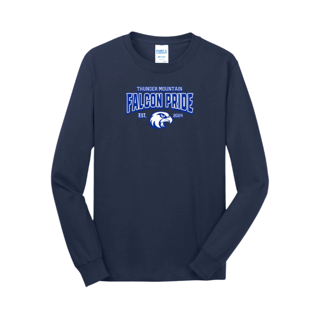 TMMS Long Sleeve T-Shirt with Text Above Falcon Chest Print