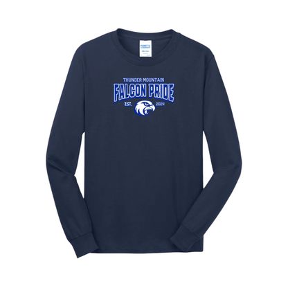 TMMS Long Sleeve T-Shirt with Text Above Falcon Chest Print