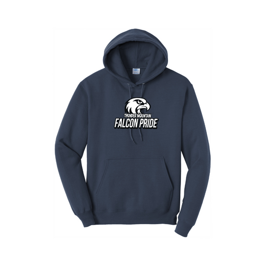 TMMS Pullover Hoodie with Falcon Above Text Chest Print